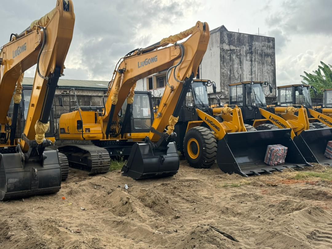 Heavy construction equipment including XCMG and CAT excavators for sale in Nigeria